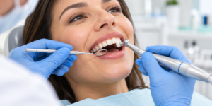 Professional dental cleaning illustration